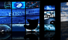 Multiple TV screens.