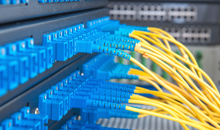 Multiple fibre optic connections.